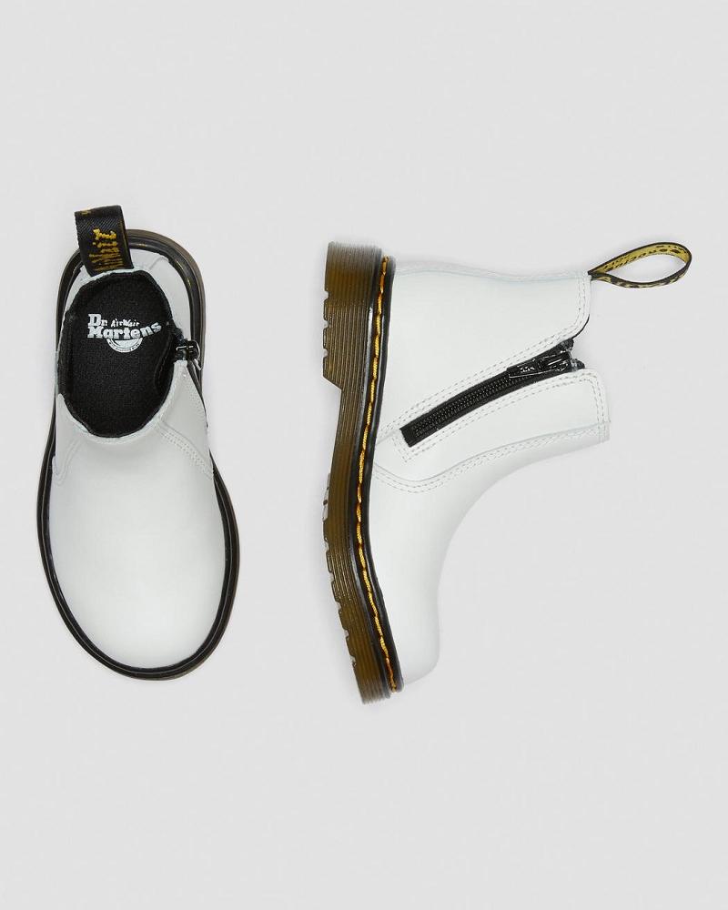 Dr Martens Toddler 2976 Læder Chelsea Støvler Børn Hvide | DK 669ZUT